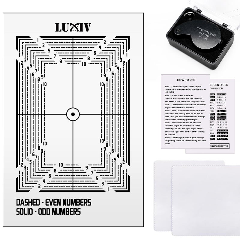 Luxiv Card Grading Centering Tool Kit, Card Center Tool with 30X Magnifying Implement, 2 Pcs Clean Cloth, Centering Guide Center Equipment (Right Angle) - Image 1